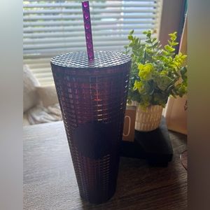 Starbucks Dark Purple Grid Tumbler